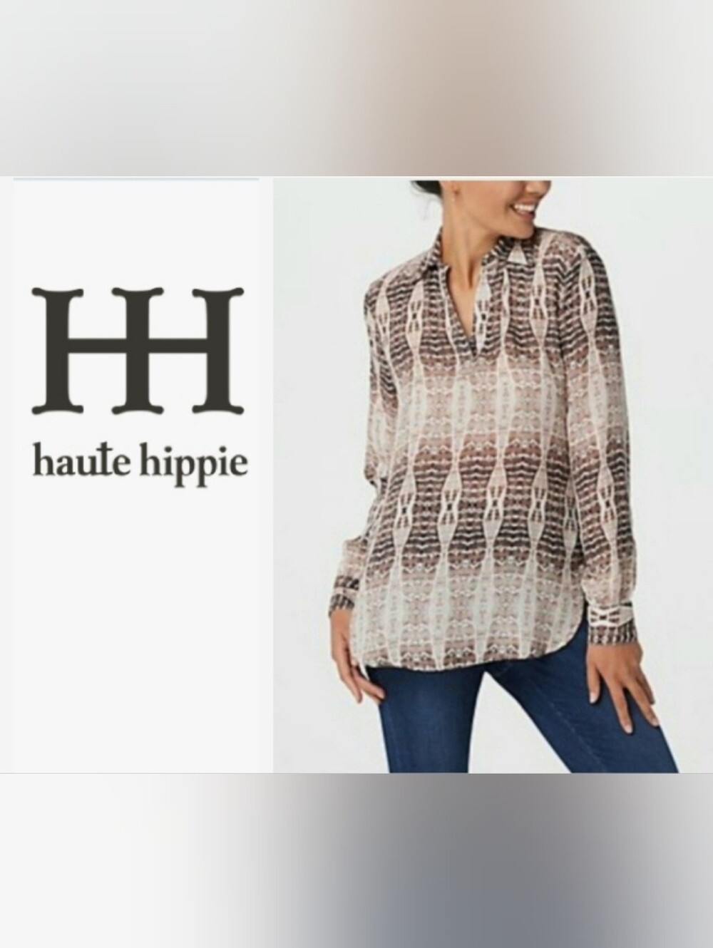 Haute Hippie Tribe Harper Python Print V-Neck Tunic Blouse XXS-S